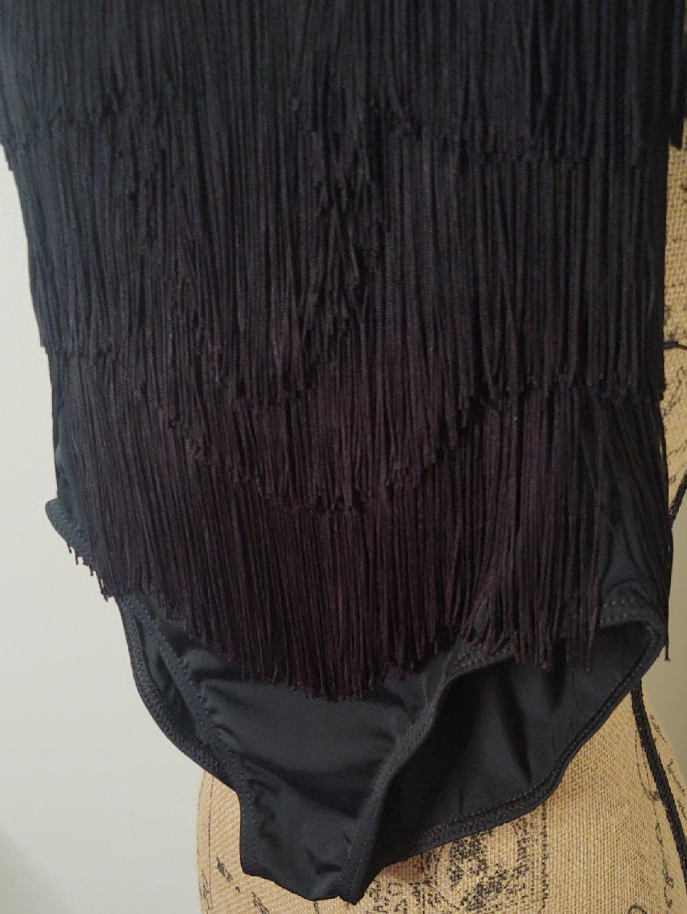 GIRLS | Weissman Black Fringe Bodysuit | Child Sz Large 14 - Picture 3 of 8